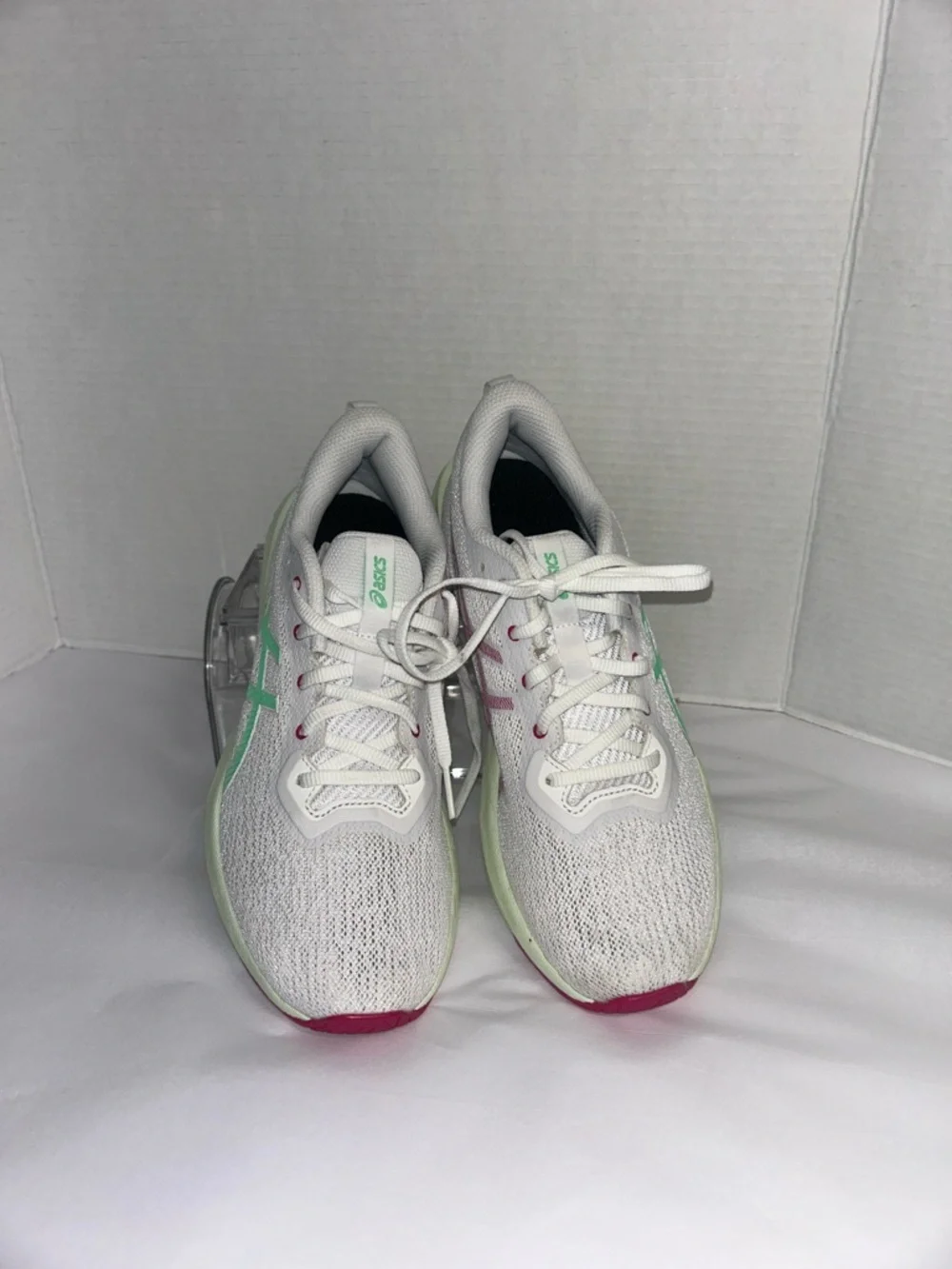 Asics White Sneakers with Mint and Pink Accents